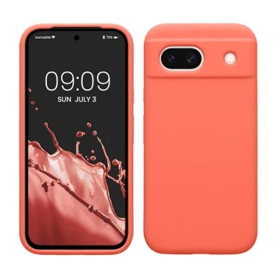 Image de kwmobile Housse Compatible avec Google Pixel 8a Coque de téléphone Protection Souple en TPU Silicone Corail Vif