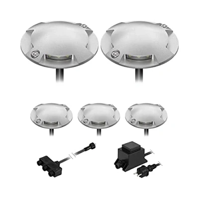 Image de ledscom.de Lampadaire LED Bunda, 4 lampes, pour l&#039;extérieur, passable, blanc chaud, lot de 5