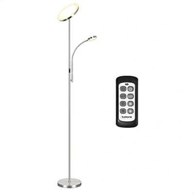 Image de tomons Lampadaire sur Pied Salon, LED Dimmable en continu, Télécommande avec Lampe de Lecture Réglable, 3 Températures Couleur, pour Chambre, 30W