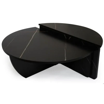 Image de Set de 2 tables basses design Glowik Effet marbre noir Menzzo