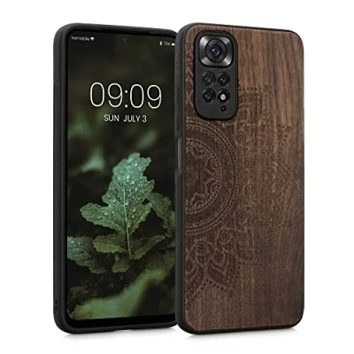 Image de kwmobile Housse Compatible avec Xiaomi Redmi Note 11 / 11S Coque Étui de Protection Rigide Antichoc Cadre en TPU Brun foncé