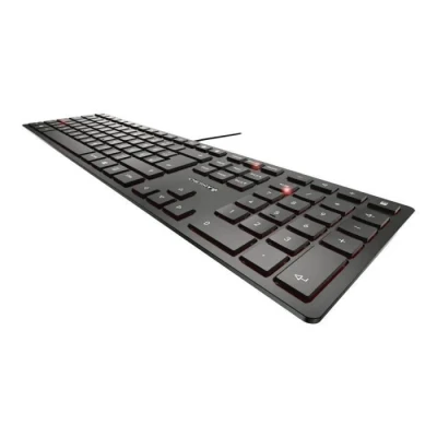 Image de CHERRY KC 6000 SLIM, clavier au design ultra plat, layout allemand (QWERTZ), filaire (connexion USB A), silencieux, durable, marquage des touche, noir