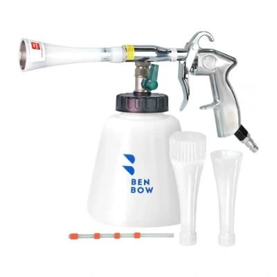 Image de BenBow Pistolet de Nettoyage à air comprimé Classic Effet Cyclone pour Un Efficace des Voitures avec réservoir 1 litre, cône et Brosse