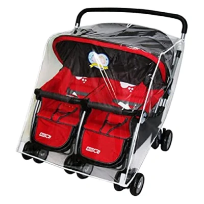 Image de couverture de pluie Pram Couvrette à double poussette Portelle d&#039;hiver et côte pour bébé moustique net