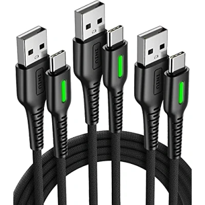 Image de INIU Lot de 3 câbles charge USB C, 2 + 0,5 m, câble A vers C 3,1 A, rapide, chargeur téléphone tressé type pour iPhone 15, Samsung Galaxy S23, S22, Switch, PS5,