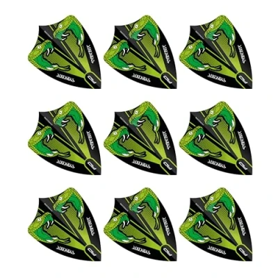 Image de RED DRAGON Hardcore Peter Wright Snakebite Vert Transparent Freestyle Vols de fléchettes 3 Ensembles par Paquet (9 au Total)