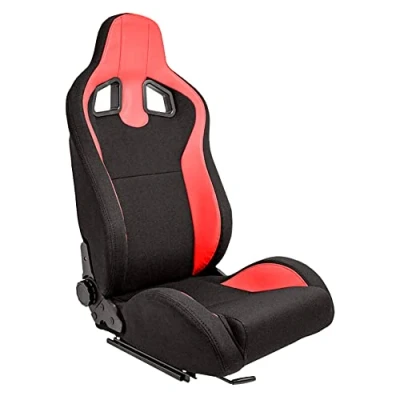 Image de Siège baquet &#039;MR&#039; Simili Cuir Noir + Rouge Textile Pine Dossier régable incl. glissières
