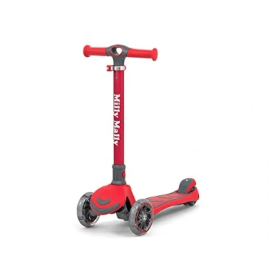 Image de Milly Mally Boogie Trottinette 3 PU LED Roues Pliable pour Enfant 3+ Ans avec à Lumineuses et Guidon Réglable en Hauteur Charge Maximale 50 KG Rouge