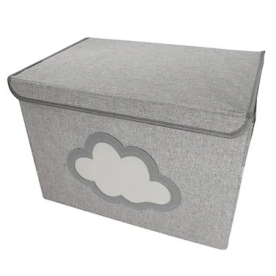 Image de Monsieur Bébé Boite de rangement, coffre à jouets pour enfant avec couvercle 50 x 35.5 35 cm Gris Nuage