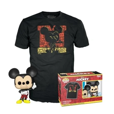 Image de Funko Pop! &amp; Tee: Disney Mickey Mouse Diamant Pailleté Large (L) T Shirt Vêtements avec Une Figurine en Vinyle à Collectionner Idée de Cadeau Jouets et Top Manches Courtes