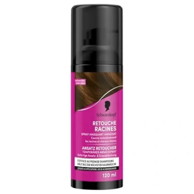 Image de Schwarzkopf Retouche Racines Cheveux Blancs Spray Masquant Temporaire S’efface au premier shampooing Châtain foncé, 120 ml (Lot de 1)