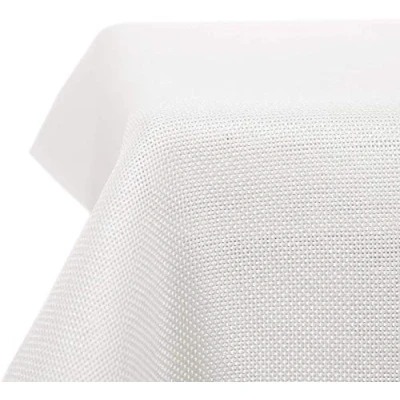 Image de Deconovo Nappe de Table Blanche Rectangulaire 132x178 cm Imperméable Sèche Vite Linge Effet Lin Rectangle Idéale pour Salle à Manger Mariage Fête, Blanc