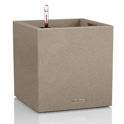 Image de Lechuza Pot de Fleurs d’Extérieur et d&#039;Intérieur Stone Canto Réserve d&#039;Eau Intégrée Coloris Beige Sable 30 x cm
