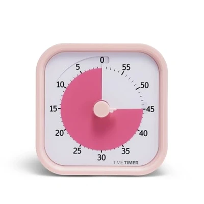 Image de TIME TIMER MOD minuterie visuelle de 60 minutes outil d&#039;étude fournitures scolaires à la maison, pour bureau d&#039;enfant, et réunions avec fonctionnement silencieux (Rose Pivoine)