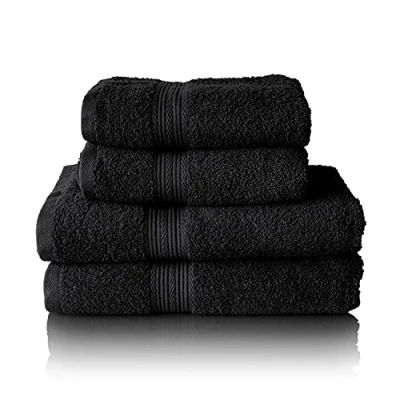 Image de Glart Lot de serviettes éponge qualité supérieure,coloris : noir, 2 bain 70 x 140 cm et toilette 50 100