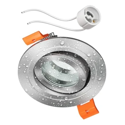 Image de ledscom.de Cadre de plafond pour salle bain ERID, pièce humide, bain, IP44, rond, pivotant, aluminium mat, douille GU10 incluse
