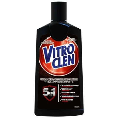 Image de Vitroclen Crème Nettoyant Plaques Vitrocéramique Dégraissant/Désincruste sans Rayer/Ultra Brillance, 200 ml