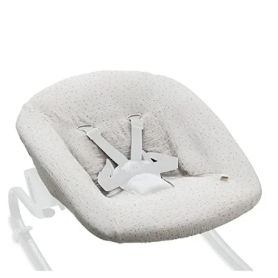 Image de hauck Housse Transat Bebe pour Siege Inclinable Alpha Bouncer Premium, Newborn Set Plus Coton Mousseline Respirant, 85 cm x 74 0,25 cm, Beige Pois