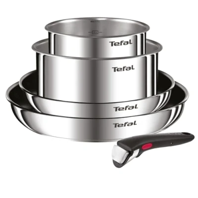 Image de Tefal Ingenio Lot 2 Poêles, Casseroles et Poignée amovible, Induction, Acier inoxydable, Empilable, Revêtement antiadhésif, Compatible lave vaisselle, Garantie 5 ans, Emotion L897S504