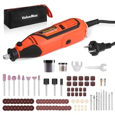 Image de ValueMax Outil Rotatif Multifonction 130W avec 120 Accessoires, 5 Vitesses Variables 35000 tr/min, Mini Ponceuse Electrique pour Découper Poncer Percer Polir Graver Meuler