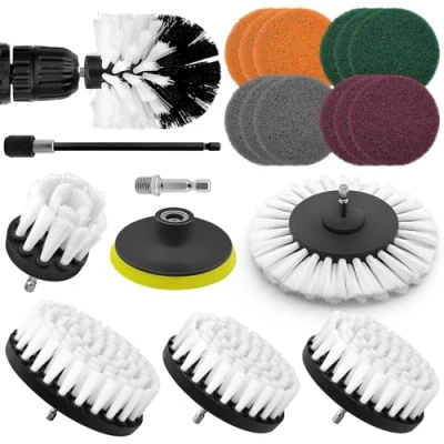 Image de Gemtte 20 Pièces Brosse visseuse Nettoyage, pour Perceuse, Kit Perceuse Nettoyage 2&#039;&#039;/ 3.5&#039;&#039;/ 4&#039;&#039;/ 5&#039;&#039;, Tissu, Carrelage, et Auto