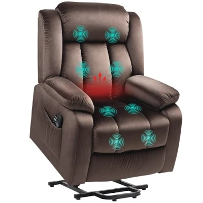 Image de HOMCOM fauteuil TV releveur électrique de relaxation avec fonction couchage, massage par vibrations, chauffage, ressorts ensachés, poche latérale et télécommande,