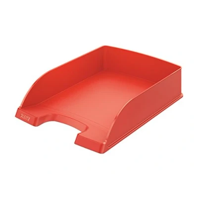Image de Leitz, Corbeille à courrier Plus, Polystyrène, 100% recyclable, A4, 600 feuilles, Rouge clair, lot de 5, 52270020