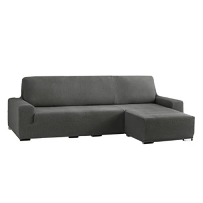 Image de Eysa Cora Bi Élastique Chaise Longue Bras Court Droite, Vue frontale, Polyester Coton, Gris, 39x35x19 cm
