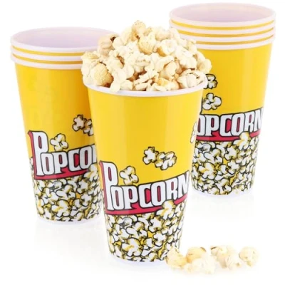 Image de com four® 8X Seau à Pop Corn Bol gobelet Boisson pour Petite Tasse Une soirée cinéma Parfaite la Maison 1 Litre (1,0 8 seaux)