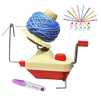 Image de Enrouleur de balles fil, laine à chaîne manuelle en fibre Machines bobines familiale + marqueurs point tricot 10PS aiguilles ciseaux 1PS (22)