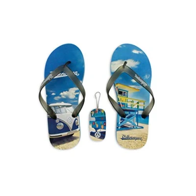 Image de BRISA VW Collection Sandales à entre doigts avec motif T1 Combi Bus EU 42/43 (Beachlife/Bleu/Taille XL)