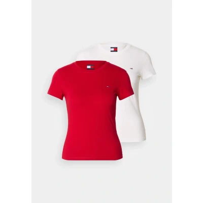 Image de Tommy Jeans C NECK TEE 2 PACK Tshirt basique, Femme, Taille: 34, Ecru/sapphire red