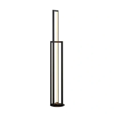 Image de LED Lampadaire Hylda à intensité variable (Moderne) en Noir Aluminium e. a. pour Salon &amp; Salle manger (à 2 lampes,), Sur Pied, Lampe a de Sol