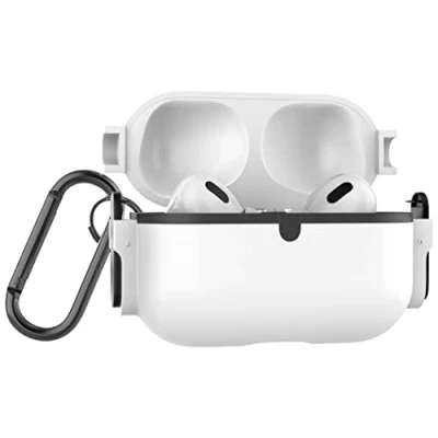 Image de MyGadget Coque Compatible avec Apple Airpods Pro 2 Génération (2022) Case Boîtier Solide &amp; Anti Choc Etui intérieur Silicone et Ouverture à Pression Blanc