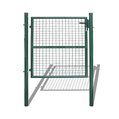Image de EINFEBEN Portail de jardin en acier galvanisé, porte jardin, clôture, vert, avec serrure poignée et clé (100 x 100 cm)