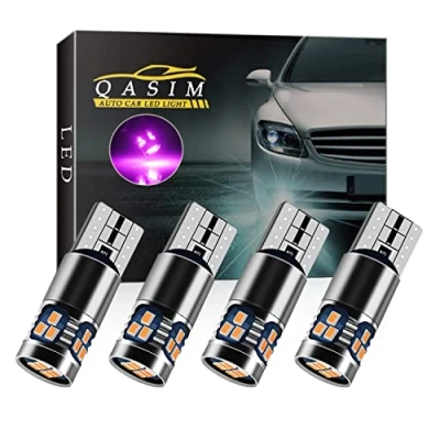 Image de Qasim 4x T10 LED Ampoules W5W Canbus Sans Erreur Wedge 501 168 194 Rose 18 SMD pour Voiture Lumière de Dôme Intérieur Liseuse Feu arrière DC9 28V Hétéropolarité cconstante