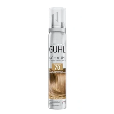 Image de Guhl Mousse teintée Couleur 70 blond moyen Pour cheveux clair à foncé et gris Tenue douce, volume brillance des couleurs Dure 1 3 lavages