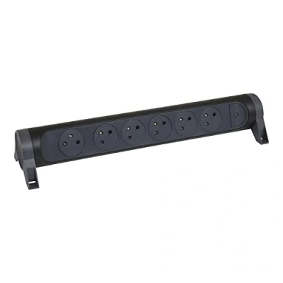 Image de LEGRAND Multiprise Rotative avec Interrupteur à Voyant LED 6 Prises Surface Terre Livrée Sans Cordon/Sans Fiche Noir et Gris Foncé