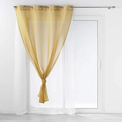 Image de douceur d&#039;intérieur, Voilage à Oeillets (140 x 240 cm) Duetto Miel/Blanc, Voile Double Sable