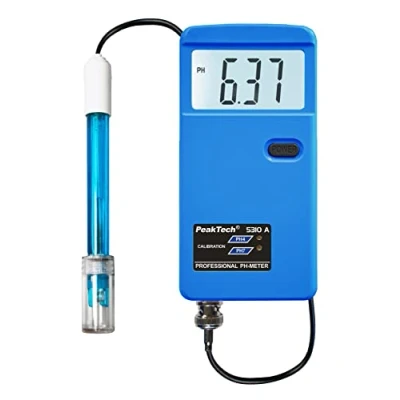 Image de PeakTech P5310 A PH mètre 5310 avec électrodes BNC remplaçables, convient pour piscine, aquarium et laboratoire, bleu