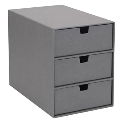 Image de Bigso Box of Sweden rangement de tiroir pour documents et fournitures bureau organiseur avec 3 compartiments module en panneaux fibres papier gris