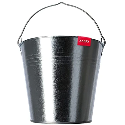 Image de KADAX Seau robuste, en zinc, avec poignée ergonomique, base renforcé, parois solides, tôle pour pierres, parterres et cendres, matériaux vrac charbon, 15 l