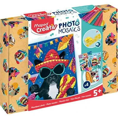 Image de Maped CREATIV Photo&#039;Mosaics Animaux Aventuriers Activité Mosaïques Intuitive avec Portraits d&#039;Animaux Rigolos Planches de Colorées et Adhésives Dès 5 Ans 907051 1 set