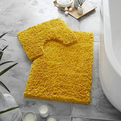 Image de GC GAVENO CAVAILIA Lot de 2 Tapis Bain antidérapant Très Doux à séchage Rapide Super Absorbant l&#039;eau, lavables Ocre