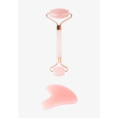 Image de Brushworks ROSE Resin Roller &amp; GUA SHA Set de soins du visage, Femme, Taille: One Size, Pink