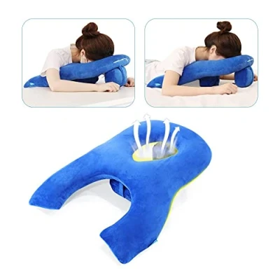 Image de Mybow Oreiller Face vers Le Bas pour Dormir après Une Chirurgie oculaire, positionnement de la tête Massage, Sieste, Bronzage, avec Trou Visage, lit Beignet