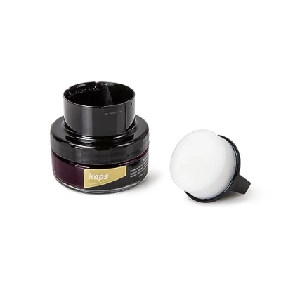 Image de Kaps Crème Délicate de Cirage avec Applicateur en Éponge pour Cuir naturel et Matières synthétiques ou Maroquinerie 50ml, Bordeaux 111
