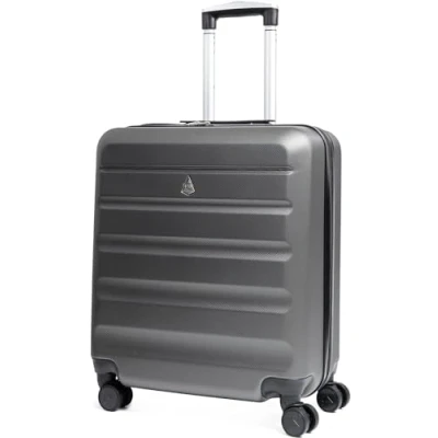 Image de Aerolite 56x45x25 ABS Valise Cabine Easyjet British Airways Jet2 Taille Maximale 46L Bagage à Main Rigide Légere 4 Roulettes, Garantie De 5 Ans (Charbon)