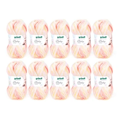 Image de Gründl Fil Baby Color (Fil pour Tricot &amp; Crochet au caractère laineux, composé de 70% d’Acrylique et 30% Polyamide, 50 g / 150 m, Aiguilles n 3 ½ à 4 ½, 10 x g), Corallo Colorato