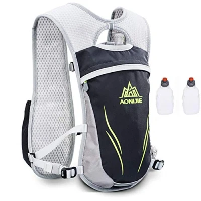 Image de AONIJIE 5.5L Sac à Dos hydratation extérieur Mochilas Trail Marathoner Running Race Gilet d&#039;hydratation (Gris+2pcs 250ml Botella)